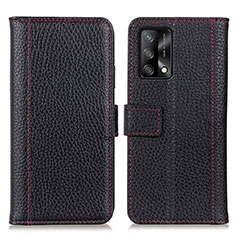 Leather Case Stands Flip Cover Holder M14L for Oppo F19s Black