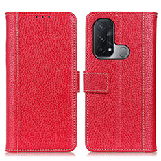 Leather Case Stands Flip Cover Holder M14L for Oppo Reno5 A Red