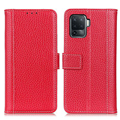 Leather Case Stands Flip Cover Holder M14L for Oppo Reno5 Lite Red