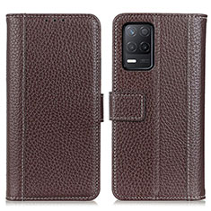 Leather Case Stands Flip Cover Holder M14L for Realme 8 5G Brown