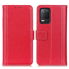 Leather Case Stands Flip Cover Holder M14L for Realme 8 5G Red