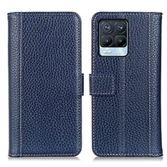 Leather Case Stands Flip Cover Holder M14L for Realme 8 Pro Blue