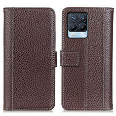 Leather Case Stands Flip Cover Holder M14L for Realme 8 Pro Brown