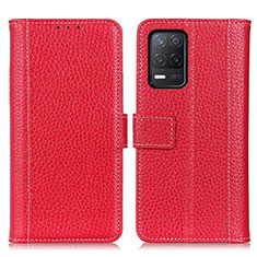 Leather Case Stands Flip Cover Holder M14L for Realme 9 5G India Red