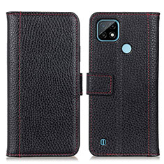 Leather Case Stands Flip Cover Holder M14L for Realme C21 Black