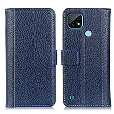 Leather Case Stands Flip Cover Holder M14L for Realme C21 Blue