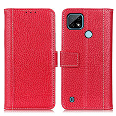 Leather Case Stands Flip Cover Holder M14L for Realme C21 Red