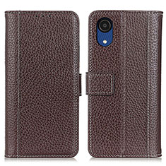 Leather Case Stands Flip Cover Holder M14L for Samsung Galaxy A03 Core Brown