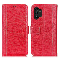 Leather Case Stands Flip Cover Holder M14L for Samsung Galaxy A04s Red