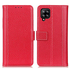 Leather Case Stands Flip Cover Holder M14L for Samsung Galaxy A22 4G Red