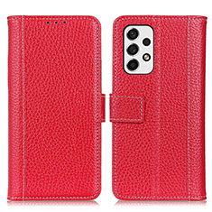 Leather Case Stands Flip Cover Holder M14L for Samsung Galaxy A53 5G Red