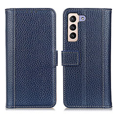 Leather Case Stands Flip Cover Holder M14L for Samsung Galaxy S21 Plus 5G Blue