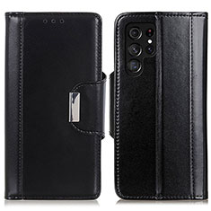Leather Case Stands Flip Cover Holder M14L for Samsung Galaxy S21 Ultra 5G Black