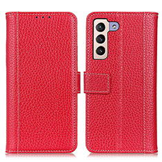 Leather Case Stands Flip Cover Holder M14L for Samsung Galaxy S22 5G Red