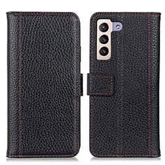 Leather Case Stands Flip Cover Holder M14L for Samsung Galaxy S24 5G Black