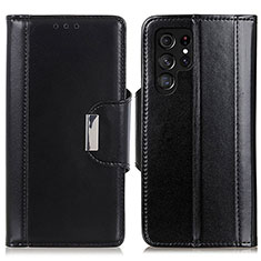 Leather Case Stands Flip Cover Holder M14L for Samsung Galaxy S24 Ultra 5G Black