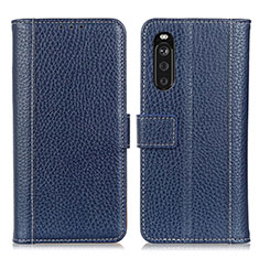 Leather Case Stands Flip Cover Holder M14L for Sony Xperia 10 III Lite Blue