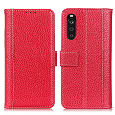 Leather Case Stands Flip Cover Holder M14L for Sony Xperia 10 III SO-52B Red