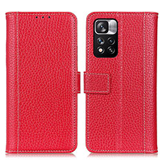 Leather Case Stands Flip Cover Holder M14L for Xiaomi Mi 11i 5G (2022) Red