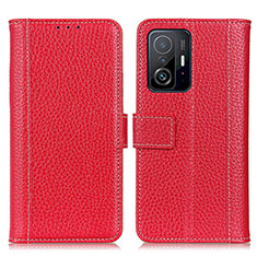 Leather Case Stands Flip Cover Holder M14L for Xiaomi Mi 11T Pro 5G Red