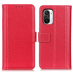 Leather Case Stands Flip Cover Holder M14L for Xiaomi Poco F3 5G Red