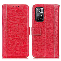 Leather Case Stands Flip Cover Holder M14L for Xiaomi Poco M4 Pro 5G Red