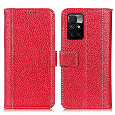 Leather Case Stands Flip Cover Holder M14L for Xiaomi Redmi 10 4G Red