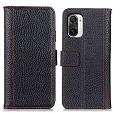 Leather Case Stands Flip Cover Holder M14L for Xiaomi Redmi K40 Pro 5G Black