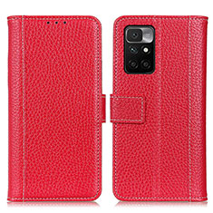 Leather Case Stands Flip Cover Holder M14L for Xiaomi Redmi Note 11 4G (2021) Red