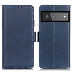 Leather Case Stands Flip Cover Holder M15L for Google Pixel 6 Pro 5G Blue