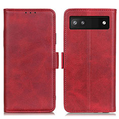 Leather Case Stands Flip Cover Holder M15L for Google Pixel 6a 5G Red