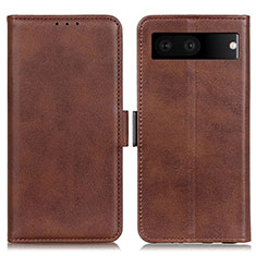 Leather Case Stands Flip Cover Holder M15L for Google Pixel 7 5G Brown