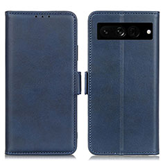 Leather Case Stands Flip Cover Holder M15L for Google Pixel 7 Pro 5G Blue