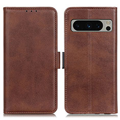 Leather Case Stands Flip Cover Holder M15L for Google Pixel 8 Pro 5G Brown