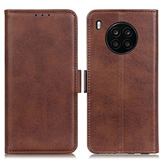 Leather Case Stands Flip Cover Holder M15L for Huawei Honor 50 Lite Brown