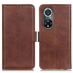 Leather Case Stands Flip Cover Holder M15L for Huawei Honor 50 Pro 5G Brown