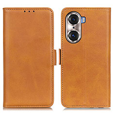 Leather Case Stands Flip Cover Holder M15L for Huawei Honor 60 Pro 5G Light Brown