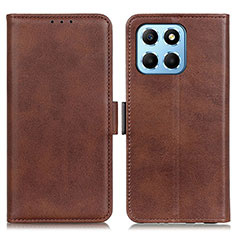 Leather Case Stands Flip Cover Holder M15L for Huawei Honor X6 5G Brown