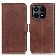 Leather Case Stands Flip Cover Holder M15L for Huawei Honor X8a 4G Brown