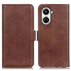 Leather Case Stands Flip Cover Holder M15L for Huawei Nova 10 SE Brown