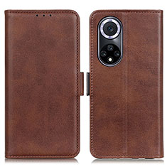 Leather Case Stands Flip Cover Holder M15L for Huawei Nova 9 Brown