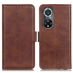 Leather Case Stands Flip Cover Holder M15L for Huawei Nova 9 Pro Brown