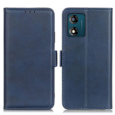 Leather Case Stands Flip Cover Holder M15L for Motorola Moto E13 Blue