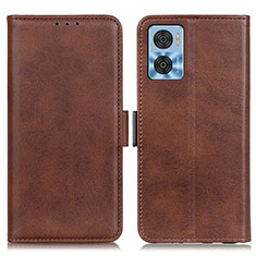 Leather Case Stands Flip Cover Holder M15L for Motorola Moto E22i Brown