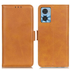 Leather Case Stands Flip Cover Holder M15L for Motorola Moto E22i Light Brown