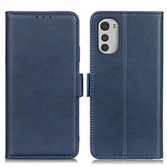 Leather Case Stands Flip Cover Holder M15L for Motorola Moto E32s Blue