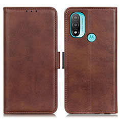 Leather Case Stands Flip Cover Holder M15L for Motorola Moto E40 Brown