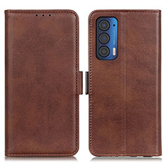 Leather Case Stands Flip Cover Holder M15L for Motorola Moto Edge (2021) 5G Brown