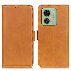 Leather Case Stands Flip Cover Holder M15L for Motorola Moto Edge (2023) 5G Light Brown