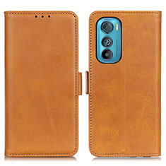 Leather Case Stands Flip Cover Holder M15L for Motorola Moto Edge 30 5G Light Brown